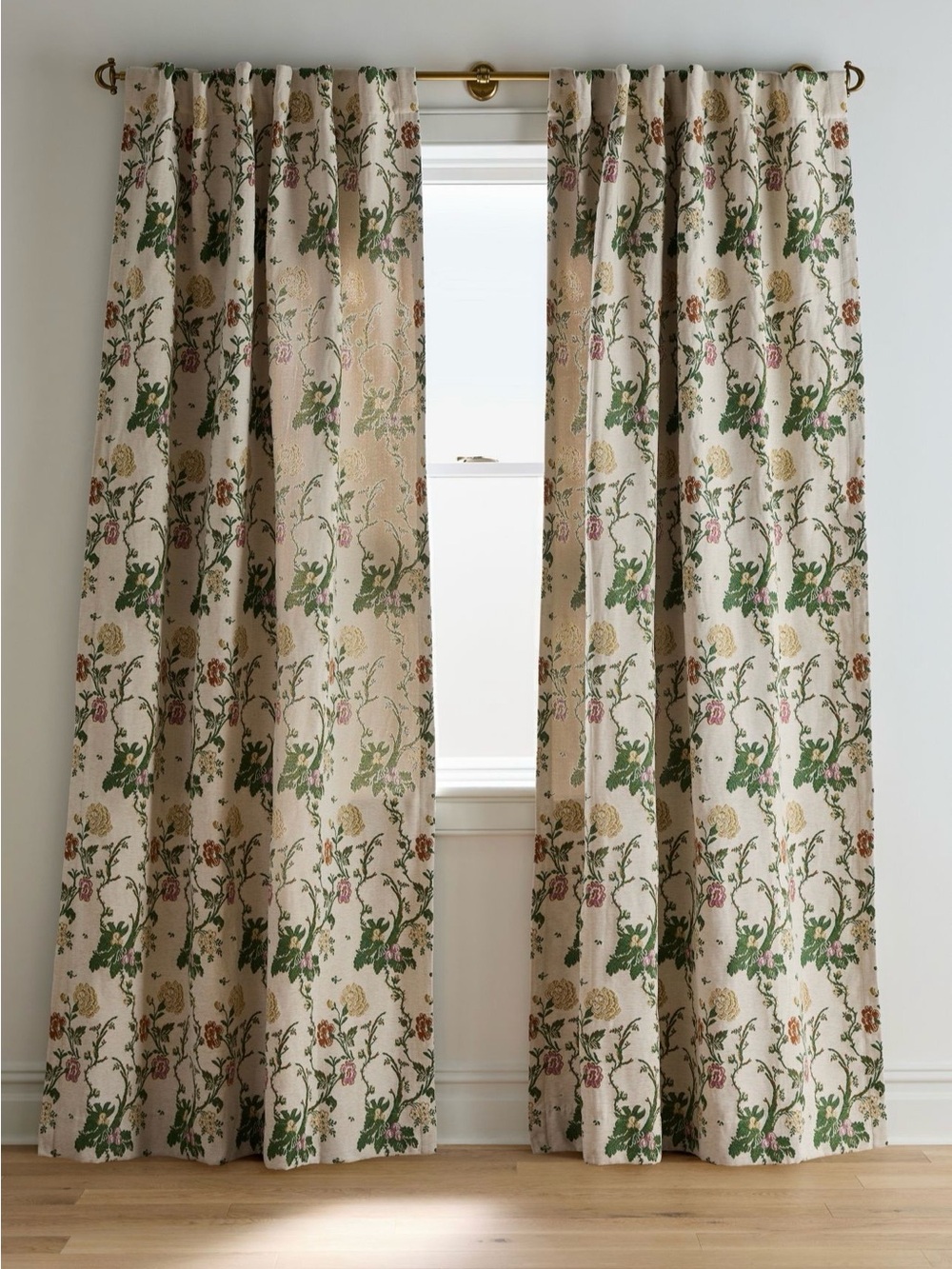Anthropologie Jensine Floral Woven Jacquard Curtains, Set of 2 Panels, 50x84